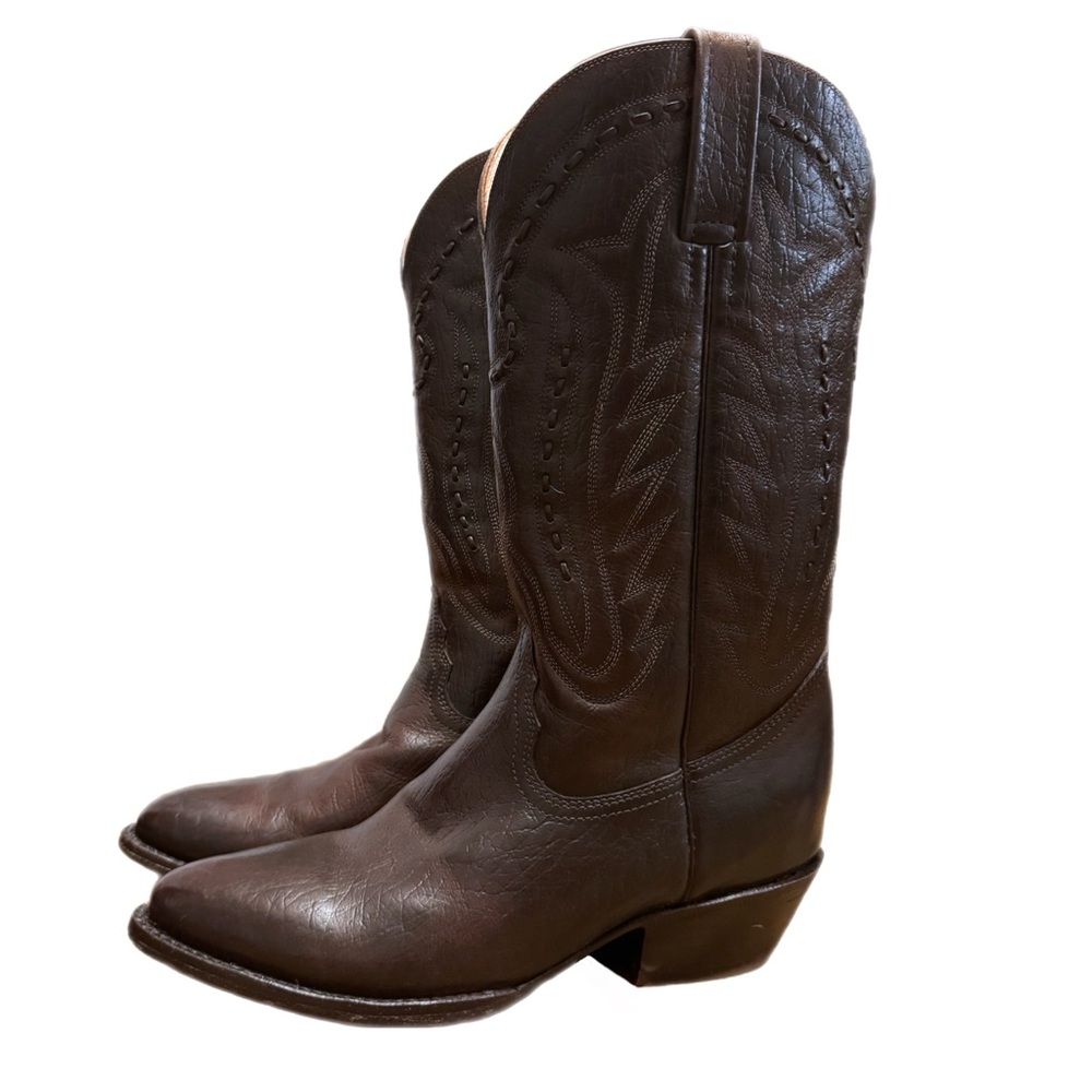 decktiles womens 9.5 handmade western cowboy cowgirl boots brown snip pointy